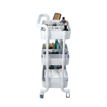 3 Tier Rolling Trolley ABS Basket Organizer Shelves Matt White beauty Storage Cart